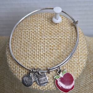 Alex & Ani 2017 Expandable Silver-Tone Teacher Apple Bangle Bracelet Jewelry
